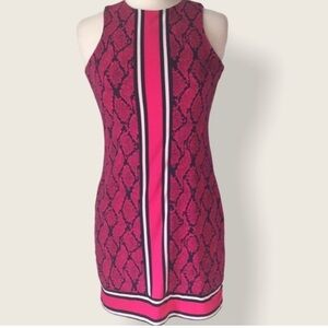 Michael kors pink navy snake print zip back shift dress XL EUC